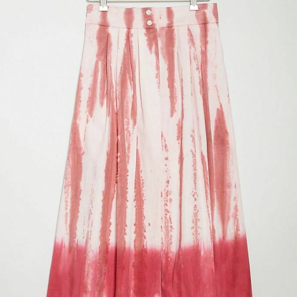 Anthropologie Ansley Tie-Dye Wrap Midi Skirt Pink